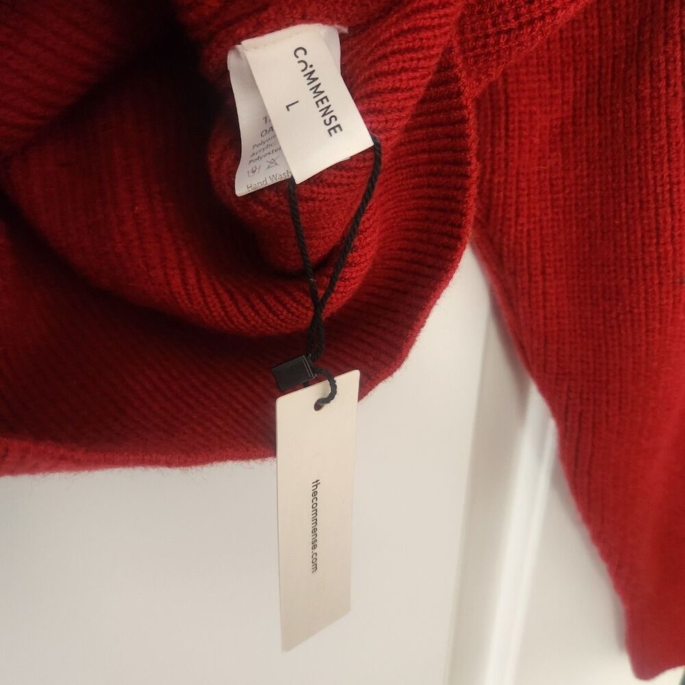 NWT Commense Red Metal Ring Wrap Cardigan Sweater Knit Top - LARGE - Picture 7 of 8